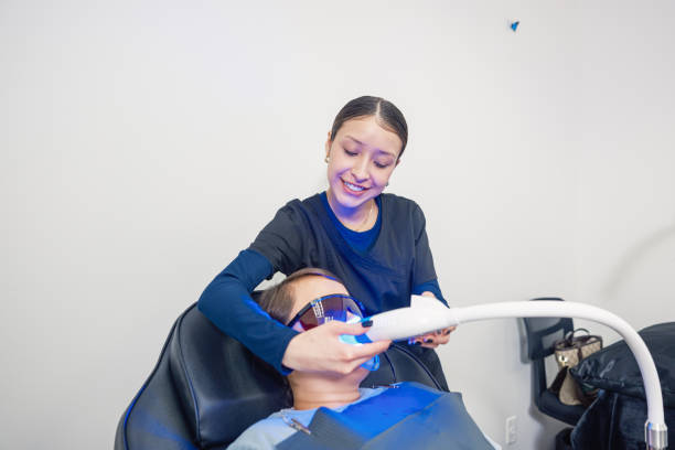 Professional in-chair teeth whitening procedure